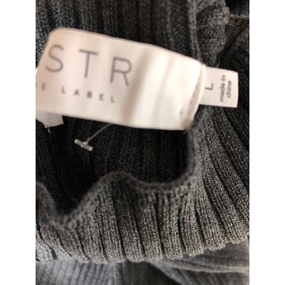 ASTR  Essential Cold Shoulder Dress Mock Neck Midi Sweater Gray NWT L - Picture 6 of 10